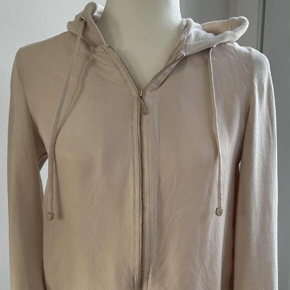 Massimo Dutti Alabaster Rose Modal Zip-Up Hoodie with Voile Front Panels – US XS - Picture 3 of 12